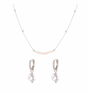 Coffret Perla-collier précieuse silver+boucles d'oreilles bohémienne-Argent 925 Sterling