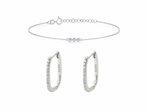 Coffret Fabuleuse-Bracelet raffinée+Boucles d'oreilles stupéfiante-Argent 925 Sterling