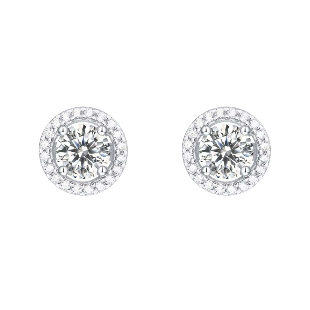 Azphira-Boucles d'oreilles rondes-Argent 925-Moissanite 0.5 carats