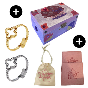 Coffret cupcakes gourmands-boite à bijoux+2 bagues ajustables-Bois léger-Acier inoxydable