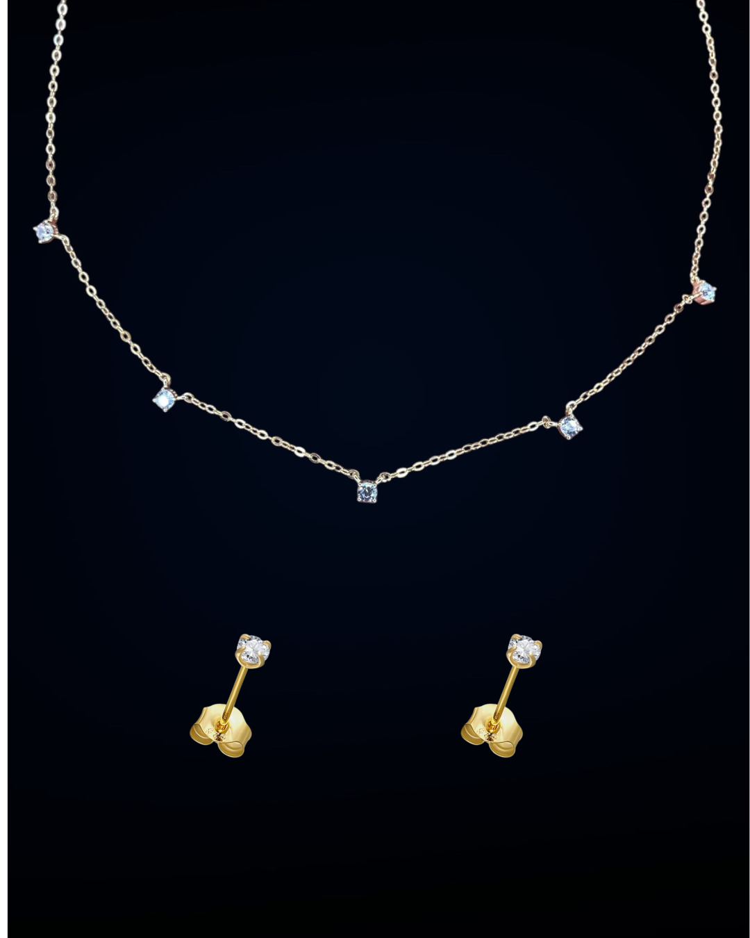 Éclats d'astrée-Coffret Collier+boucles d'oreilles-Argent 925 sterling-Pierres en oxyde de zirconium