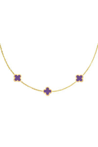 Lutécia-Collier en Acier inoxydable-3 trèfles violet