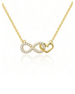 Infinity love-Collier pendentif infini et coeur entremêlés-Argent 925-Oxyde de zirconium