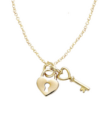 Charger l&#39;image dans la galerie, Love key-Collier clé et cadenas coeur-Argent 925-Oxyde de zirconium
