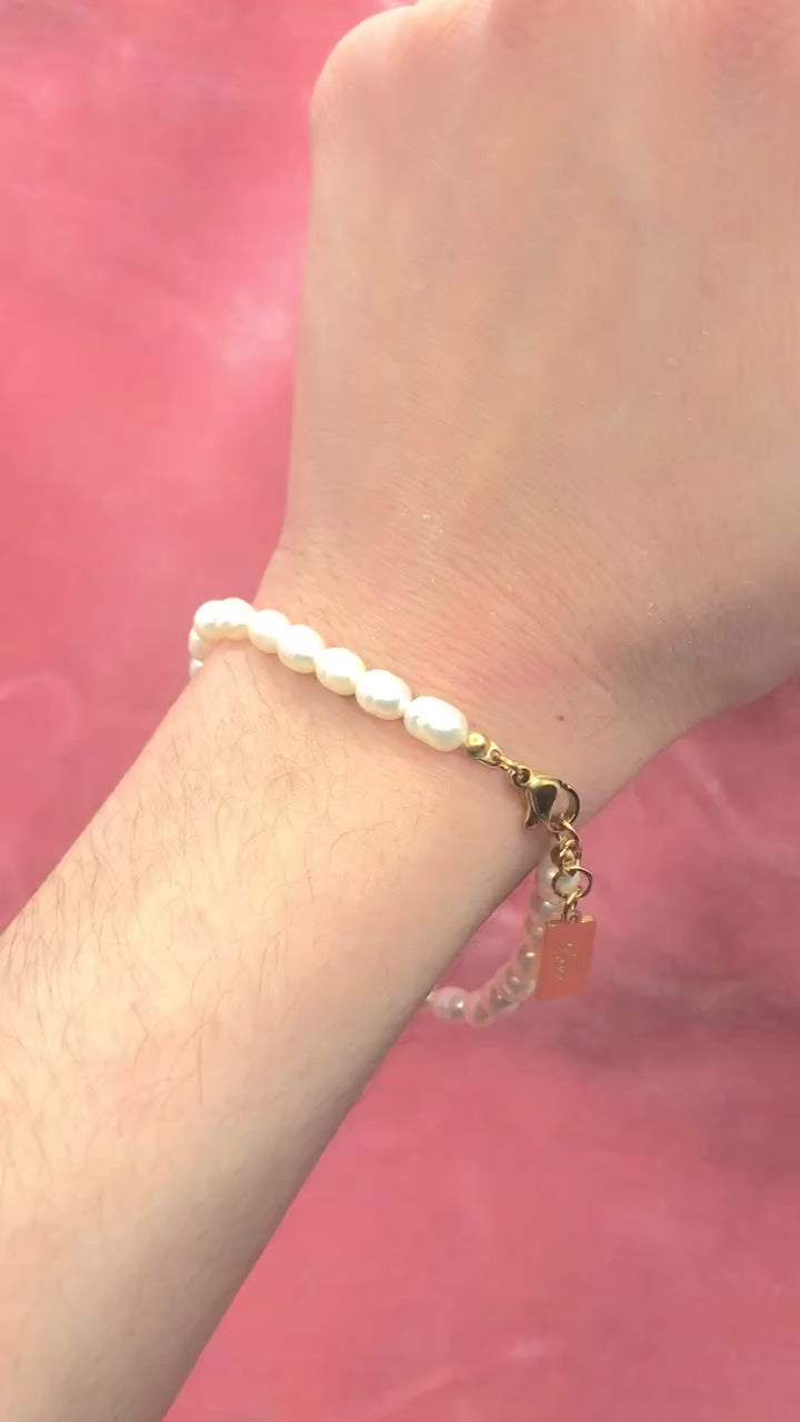 Cachotière-Bracelet en perles d'eau douce-Acier inoxydable